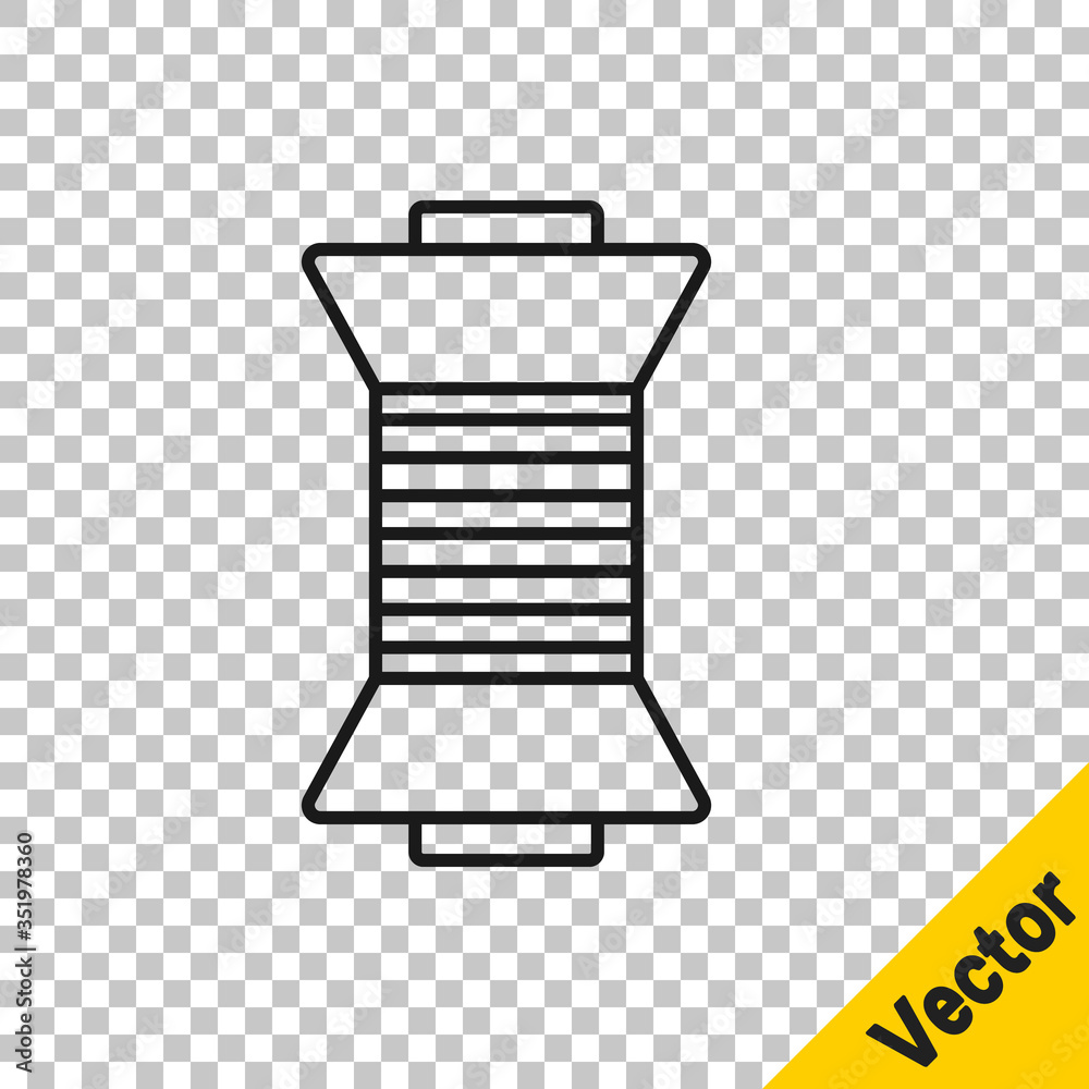 Black line Sewing thread on spool icon isolated on transparent background. Yarn spool. Thread bobbin. Vector Illustration Black line Sewing thread on spool icon isolated on transparent background. Yarn spool. Thread bobbin. Vector Illustration