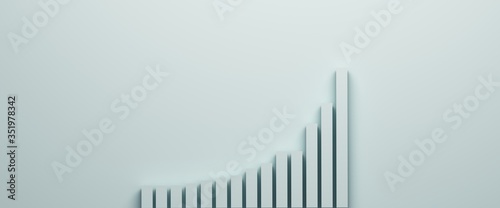 Growing Data Bars Graph. 3D Render illustration