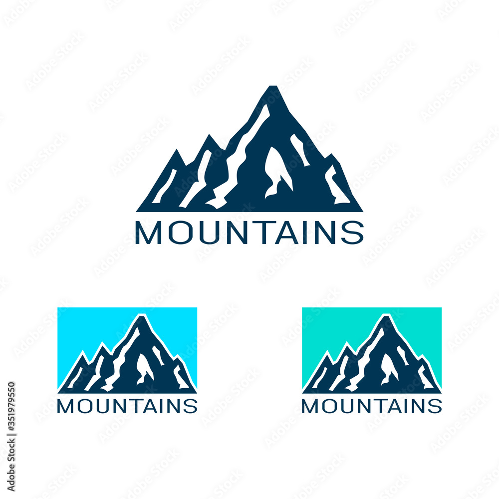 Vector logo of mountain in flat style. Icon of silhouette landscape.