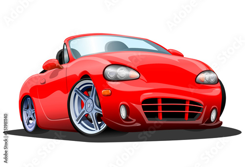 Sports red cartoon car on a white background. Vector illustration © rosasto