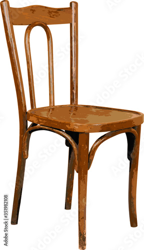 Old wooden chair isolated on white background
