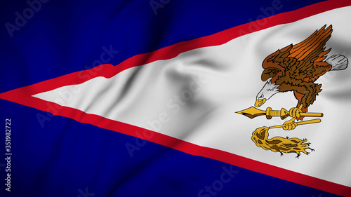 American Samoa flag is waving 3D animation. American Samoa flag waving in the wind. National flag of American Samoa. photo