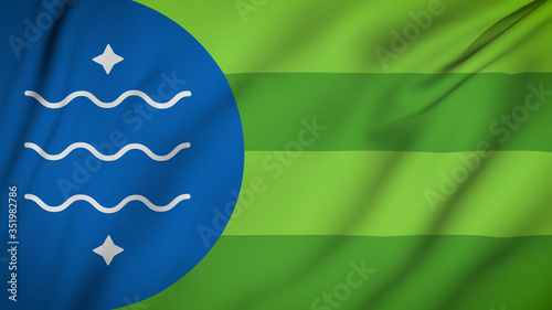 Bellingham city of Washington flag is waving 3D animation. Bellingham city of Washington state flag waving in the wind.