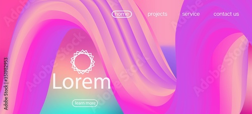 Geometric Lucid Gradient Wallpaper. Landing Page, Pink, Purple Background. 3d 