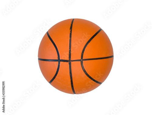 Basketball isolated on a white background. Sports game equipment. Orange round ball.