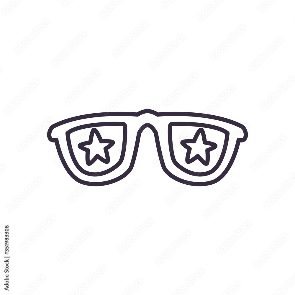 Glasses with stars line style icon vector design Glasses with stars line style icon vector design
