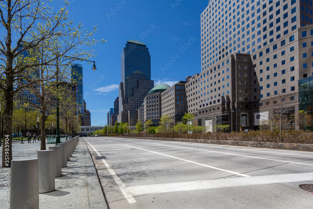 New York City - May 2, 2020: Brookfield Place, built as and still commonly referred to as the World Financial Center, is a shopping center and office-building complex located across WTC.