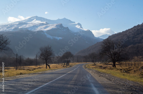 Views of the Caucasus Mountains on the road