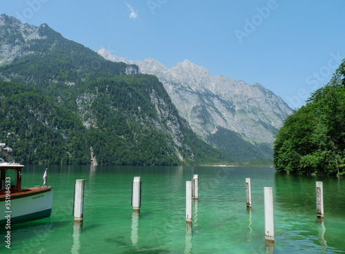 Konigsee. Bayern. Deutschland. Germany The long way to the beautiful Lake in the Mountain. Mountain road in the alps. Trekking in the alps in bavaria