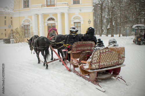 Old fashioned people use horses for travel © Anton Barashenkov
