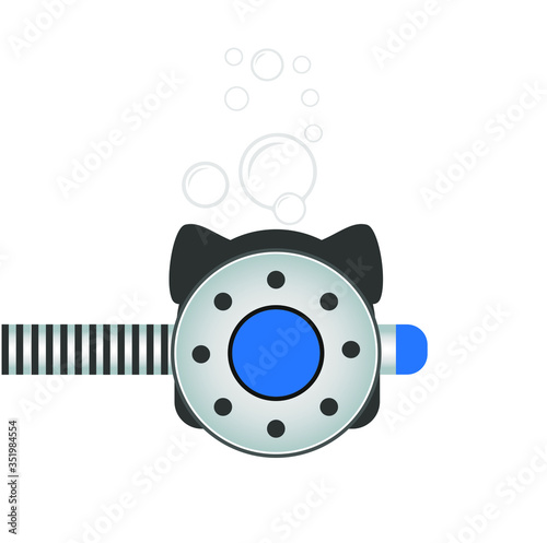 Scuba Diving Regulator with Bubbles Illustration
