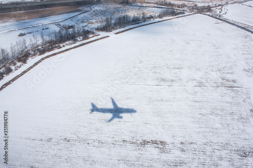 Aircraft shadow on snow