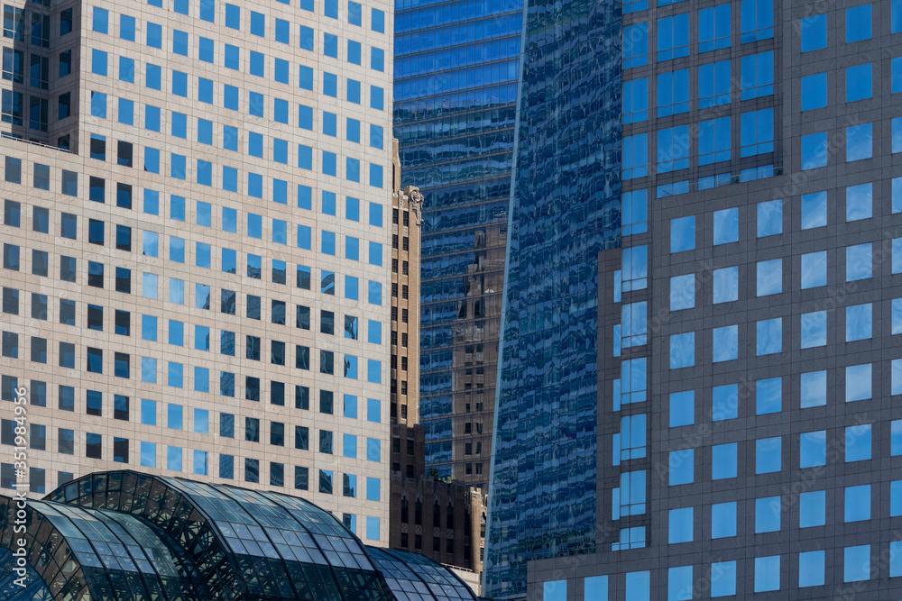 New York City - May 2, 2020: Brookfield Place, built as and still commonly referred to as the World Financial Center, is a shopping center and office-building complex located across WTC.