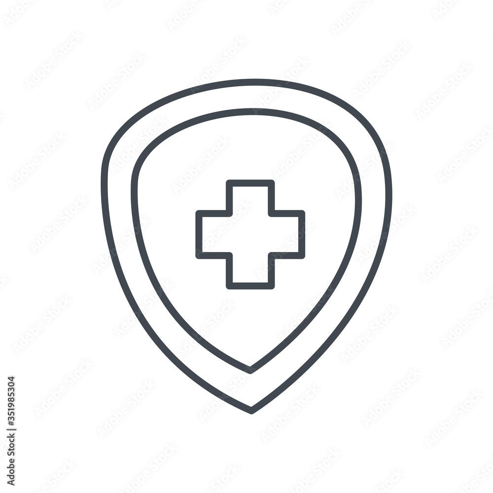 Medical cross inside shield line style icon vector design Medical cross inside shield line style icon vector design