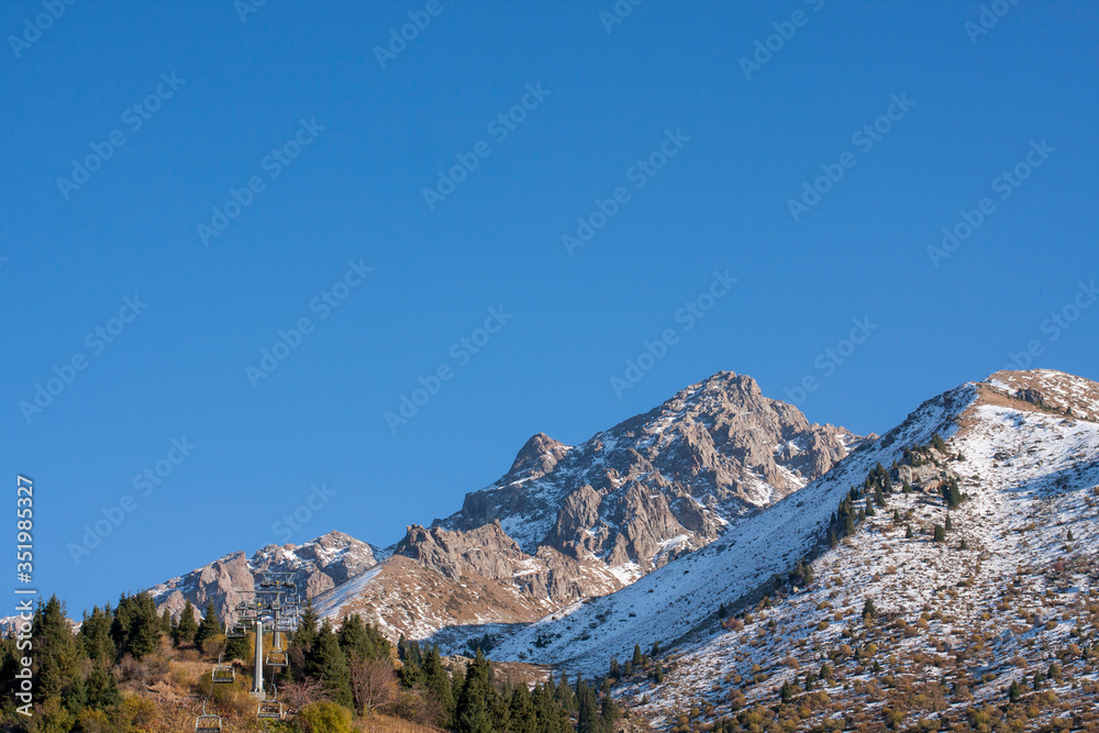 Clear blue sky mountains landscape