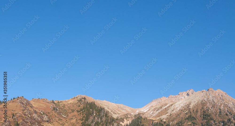 Clear blue sky mountains landscape