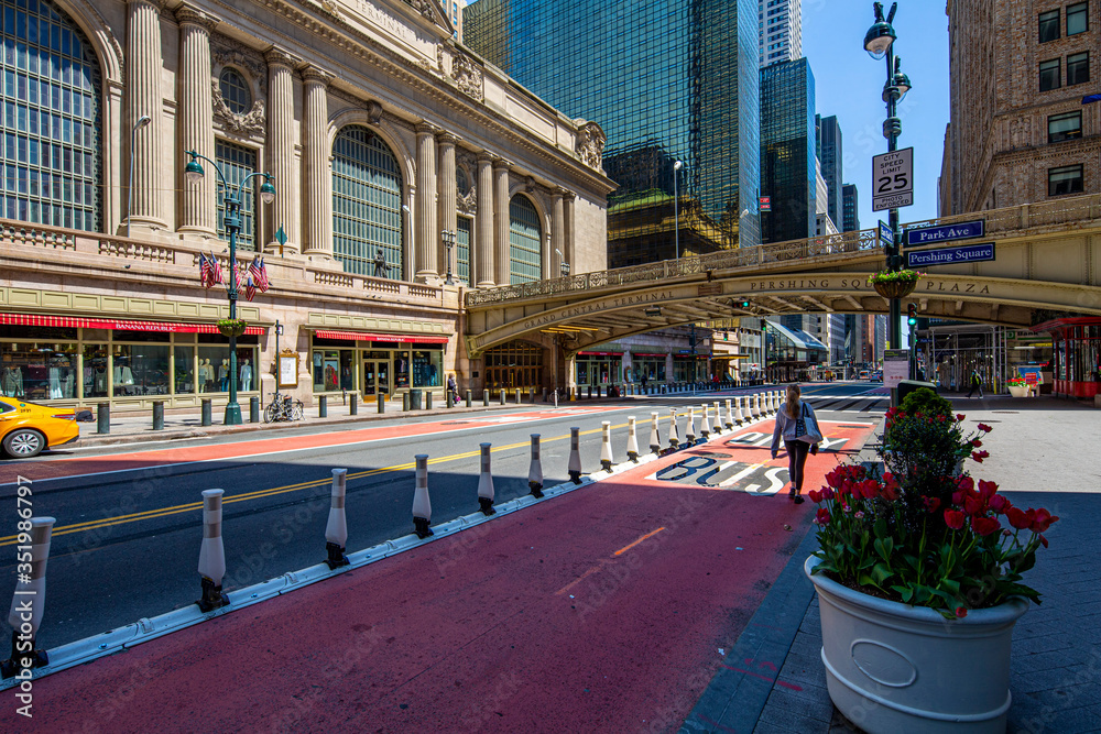 New York City - May 10, 2020: Historic Grand Central Terminal as seen from the street on May 10, 2020