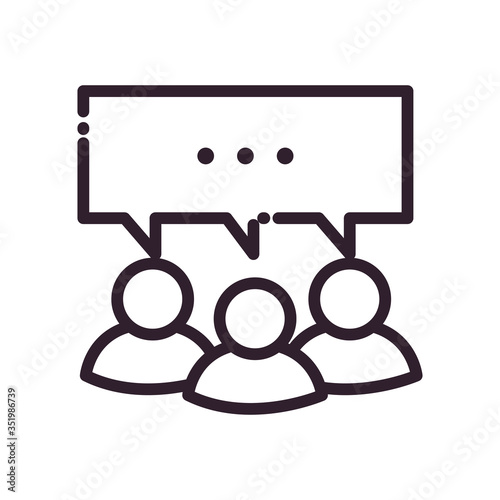 Avatars with communication bubble line style icon vector design