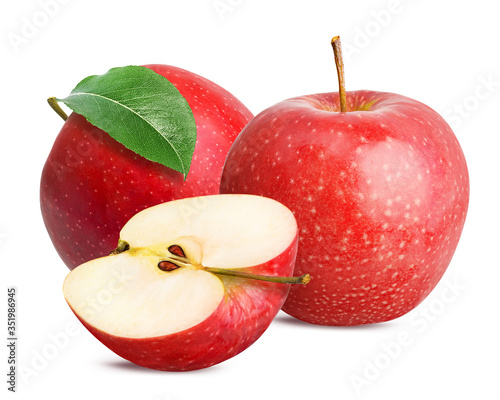 Red apples isolated on white background with clipping path