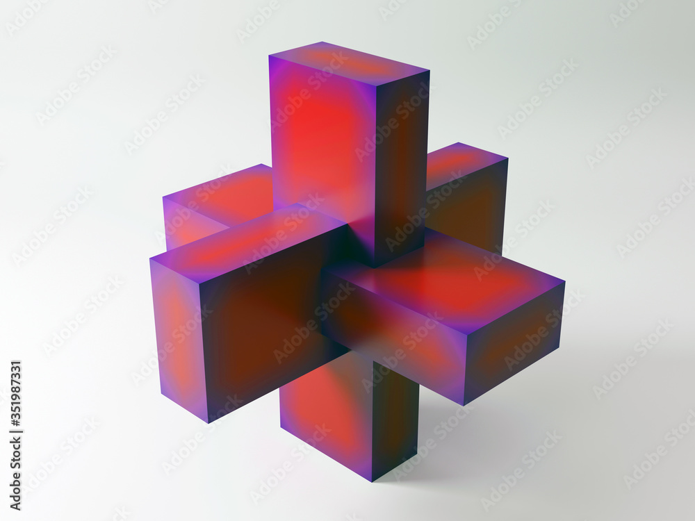 Fototapeta premium Geometric shapes on a plain background. 3D Rendering