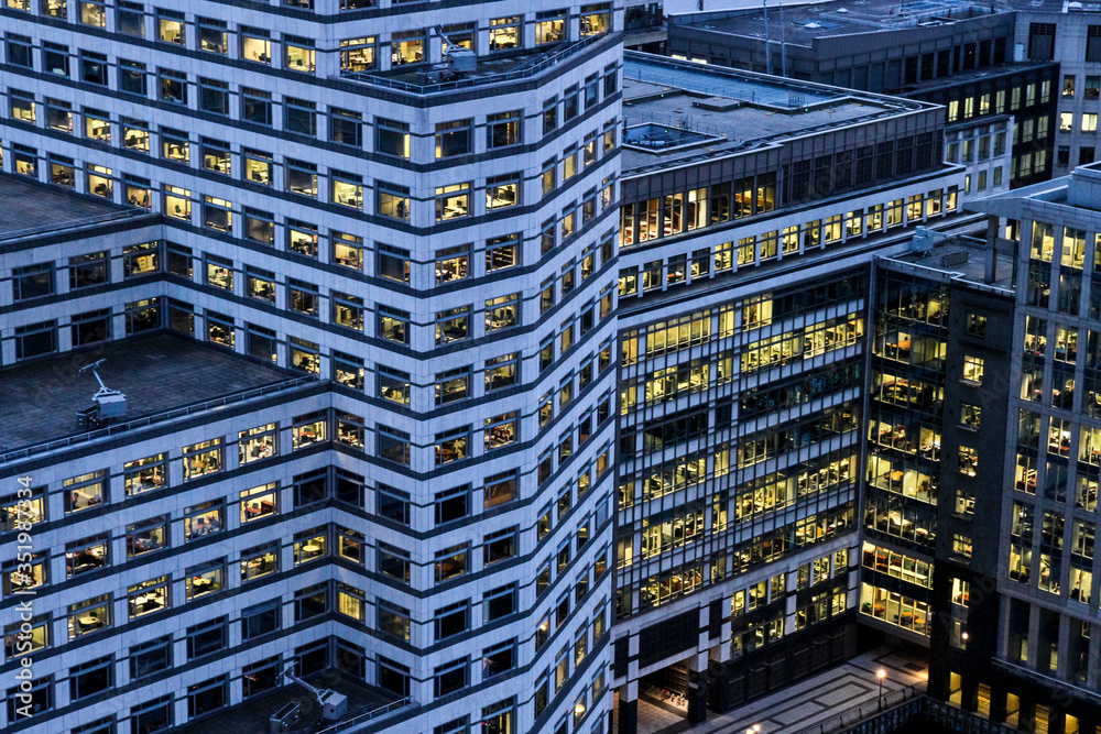 Modern office buildings in the evening. Modern office buildings in the evening.