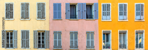 Panorama shot of close up of building facades