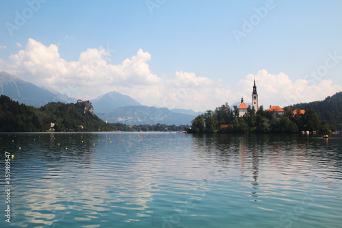 Lake Bled, view from the embankment, Slovenia