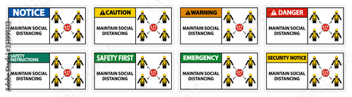 Maintain social distancing, stay 6ft apart sign,coronavirus COVID-19 Sign Isolate On White Background,Vector Illustration EPS.10