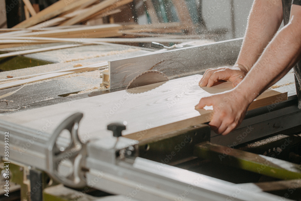 Joinery and wood work concept, professional joiner, carpenter making, sawing furniture, handcraft, manufacture work Joinery and wood work concept, professional joiner, carpenter making, sawing furniture, handcraft, manufacture work