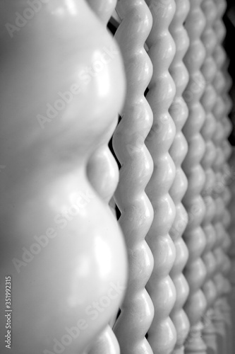 One of many patterns I have of a close up banister at the top of the stair case in white. Low depth field