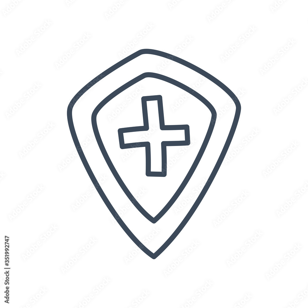 Cross inside shield line style icon vector design Cross inside shield line style icon vector design
