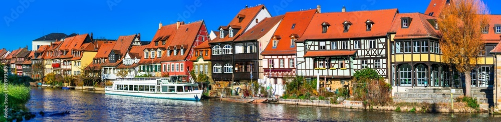 Travel in Bavaria (Germany) - scenic Bamberg town.Traditional colorful houses over canals
