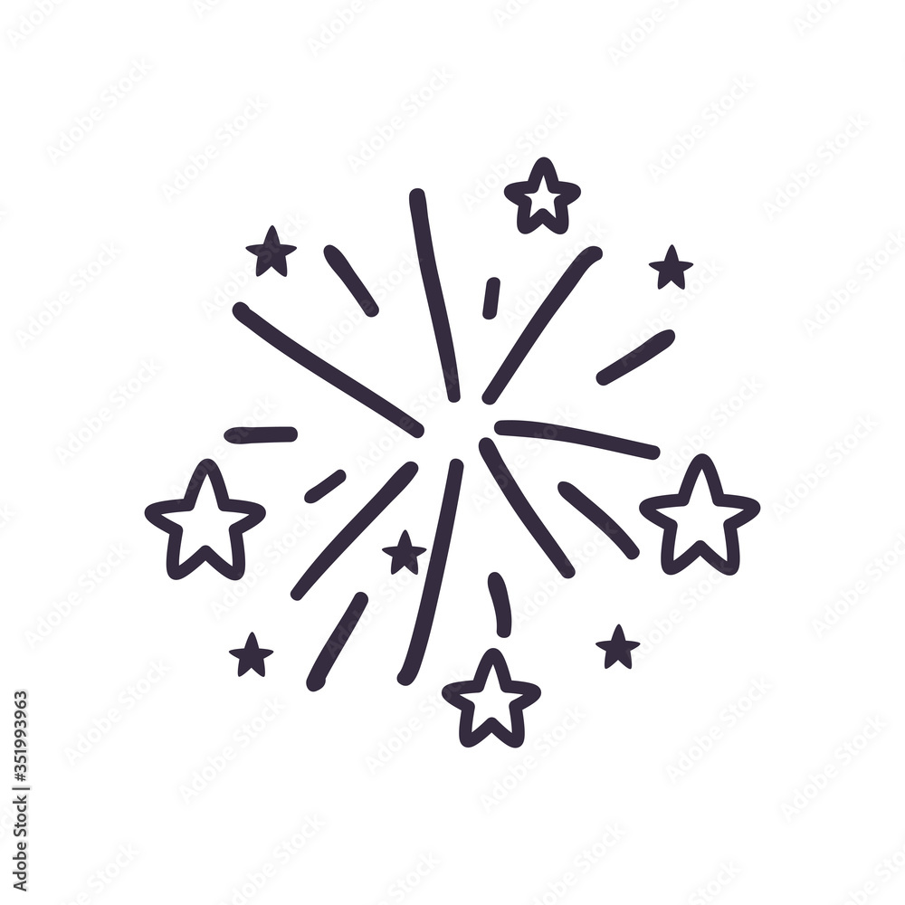 firework with stars line style icon vector design