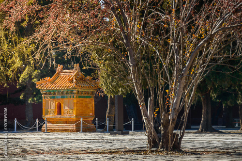 Classical Chinese building richly decorated in the Ming Dynasty tombs. photo