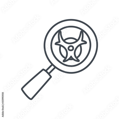 Biohazard inside lupe line style icon vector design