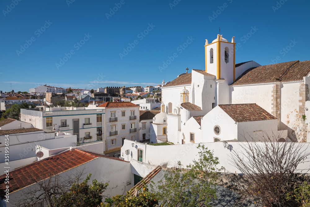 View of the church of Santiago over the city of Tavira, Algarve, Portugal