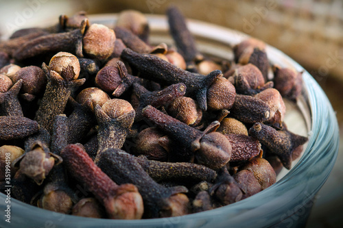 Clove dried spicy Herb. Natural medicine. Close up photo