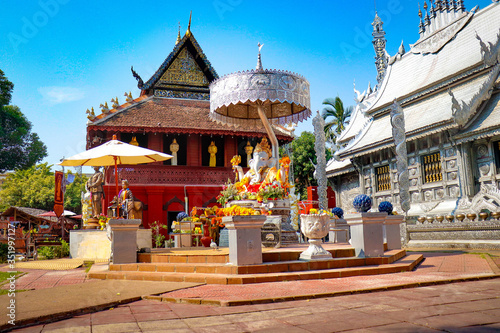 A beautiful view of Wat Sri Suphan buddhist temple at Chiang Mai, Thailand.