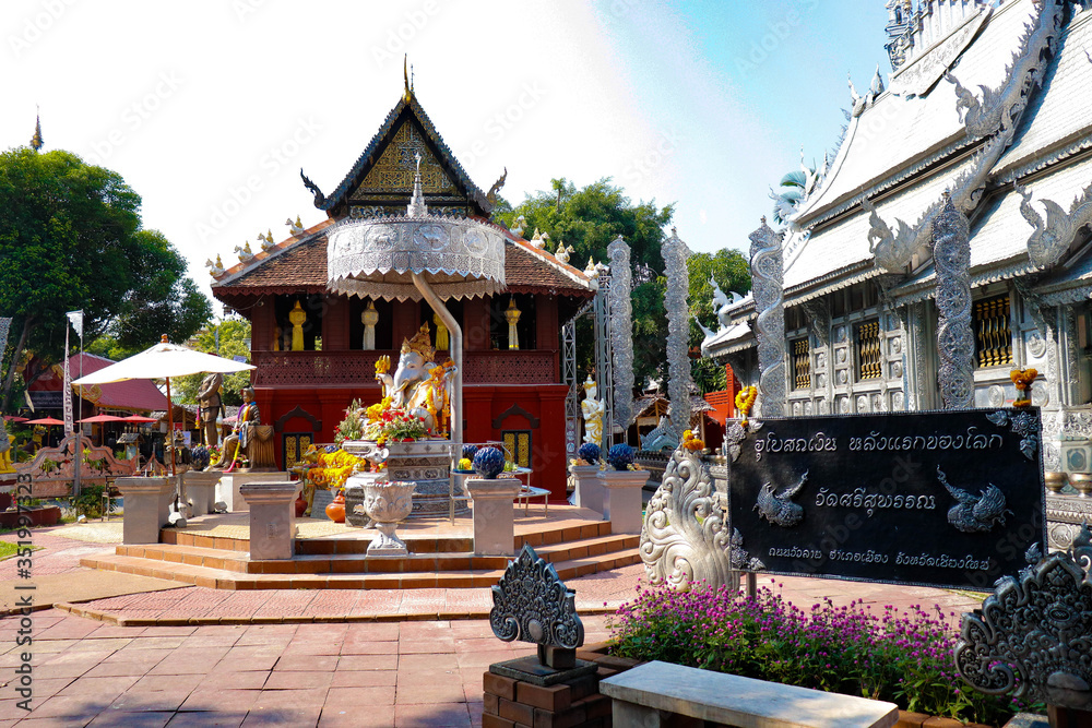 A beautiful view of Wat Sri Suphan, the Silver temple at Chiang Mai, Thailand.