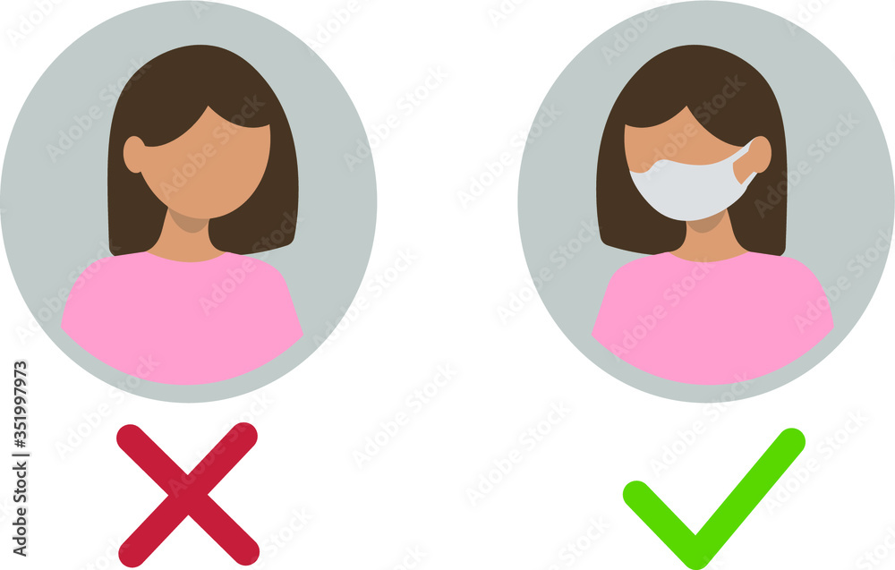 No face mask, no entry. Warning sign vector for use to notice to people or visiter beware and wear face mask before enter the area. Vector illustration EPS 10.