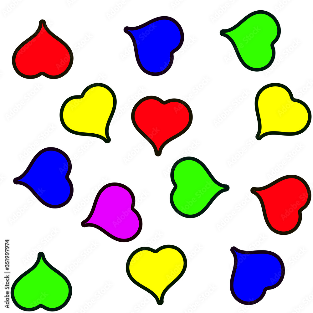 pattern drawing of a multicolored heart, sad, cheerful, on a white background pattern drawing of a multicolored heart, sad, cheerful, on a white background