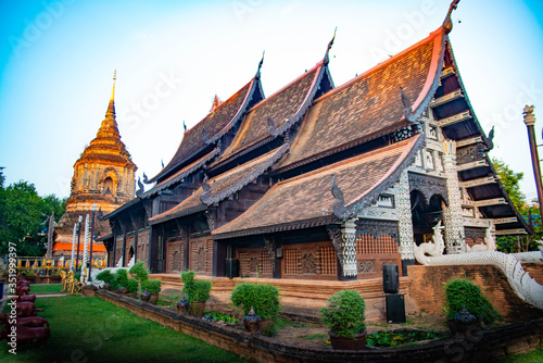 A beautiful view of buddhist temple at Chiang Mai, Thailand.