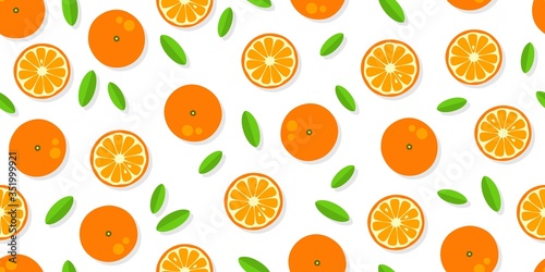 Seamless orange background. Orange tangerine grapefruit lemon lime on a white background. Vector illustration of summer fruits. Citrus icons and silhouettes. Cute painted oranges. Tropical fruits