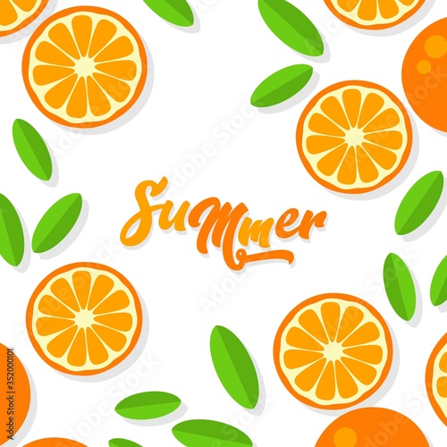 Orange background. Orange tangerine grapefruit lemon lime on a white background. Vector illustration of summer fruits and citrus. Citrus icons and silhouettes. Cute painted oranges. Tropical fruits