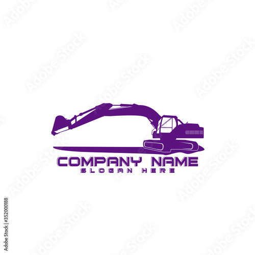 Excavator heavy equipment template vector for construction company. Excavator silhouette template vector.Creative excavator illustration for designs template. Excavator logo on a white background