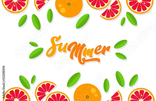 Grapefruit background. Orange tangerine grapefruit lemon lime on a white background. Vector illustration of summer fruits and citrus. Citrus icons silhouettes. Cute painted grapefruits. Tropical fruit