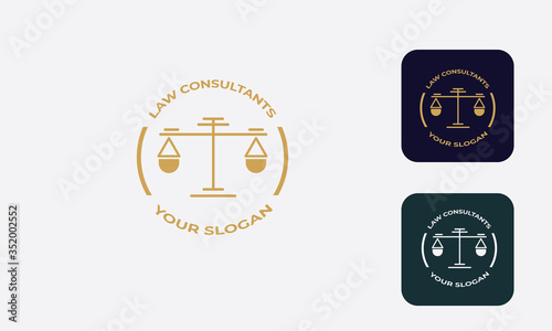 law logo can be used for law consultants -justice -royal law - law firm - lawyer, law office, notary, hammer  - an attorney with modern style, with cream color, white, blue 