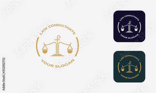 law logo can be used for law consultants -justice -royal law - law firm - lawyer, law office, notary, hammer - an attorney with modern style, with cream color, white, blue 