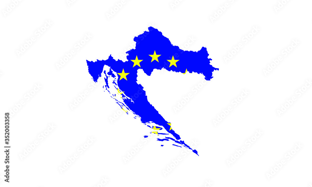 Fototapeta premium Croatia map outline European Union symbom country shape 