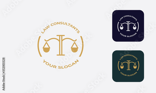 law logo can be used for law consultants -justice -royal law - law firm - lawyer, law office, notary, hammer - an attorney with modern style, with cream color, white, blue 